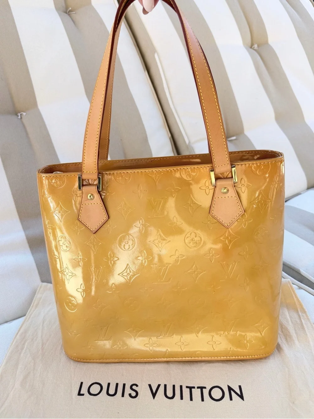 Louis Vuitton Vernis Houston Tote Bag Monogram Vernis Yellow Patent Leather